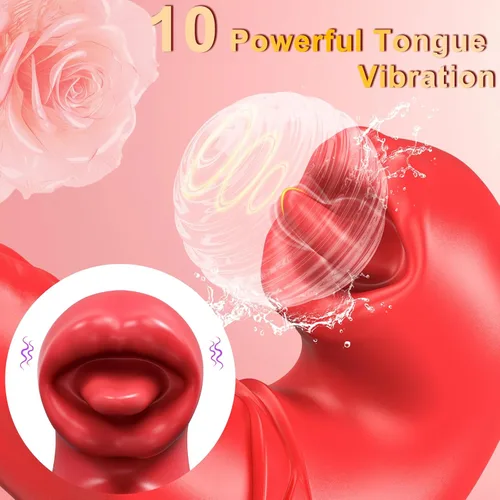Vista 3 de Vibrador de lengua para mujer, juguetes sexuales con aplicación 3 en 1, juguete de lengua para mujeres, juguetes sexuales de rosa, vibrador de punto