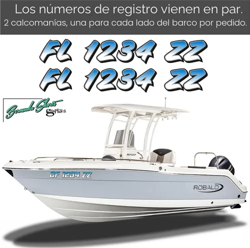 Vista 2 de Números y letras de registro de barco personalizados/2 juegos/calcomanías de identificación de casco marino de vinilo X2 GR Vinilo de liberación