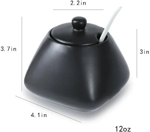 Vista 2 de Black Simple - Juego de café de cerámica, jarra de crema y azucarero