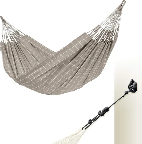 Vista 12 de LA SIESTA Brisa - Hamaca clásica colgante, hecha a mano, resistente a la intemperie, resistente a roturas para relajación en interiores y Almendra