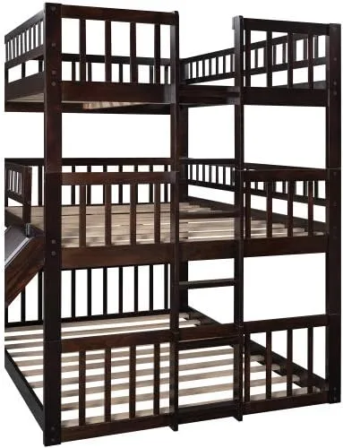 Vista 6 de Cama matrimonial triple con barandilla (espresso triple)