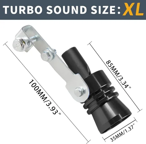 Vista 3 de Silbato universal negro para tubo de escape, simulador de sonido turbo, universal, silenciador, XL, 2 unidades, compatible con motocicleta, camión