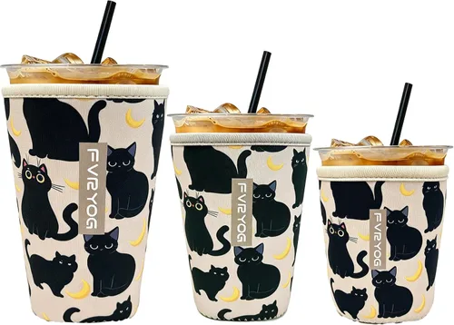Vista 26 de Reusable Insulated Neoprene Iced Coffee Sleeves for Iced Coffee Cups, Coffee Coolies sleeves for Iced & Hot Drinks