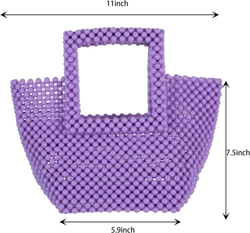 Vista 6 de YUSHINY - Bolso de mano con cuentas de acrílico de color macarón para mujer, para boda, fiesta de noche