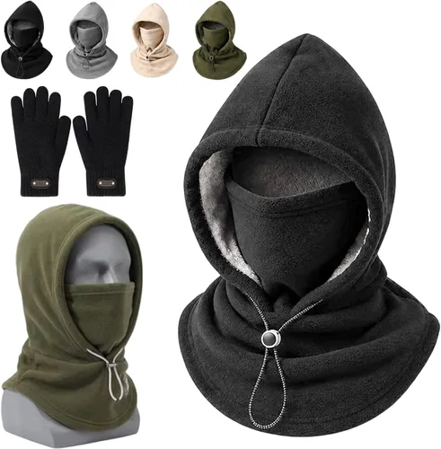 Vista 12 de Gorro de franela de una pieza con cordón Gris negro