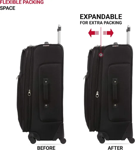 Vista 5 de SwissGear - Equipaje suave expandible Sion con ruedas, Negro