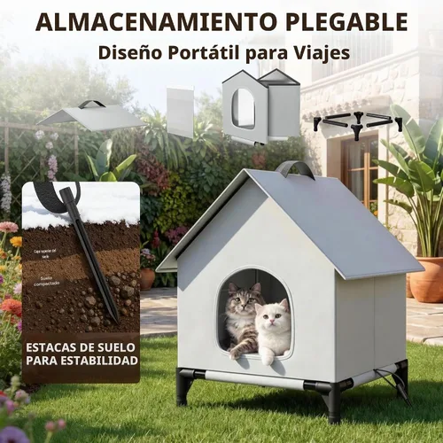 Vista 5 de Casa refrescante para gatos con bolsas de hielo para exteriores e interiores, aislada y resistente a la intemperie, refugio para gatos
