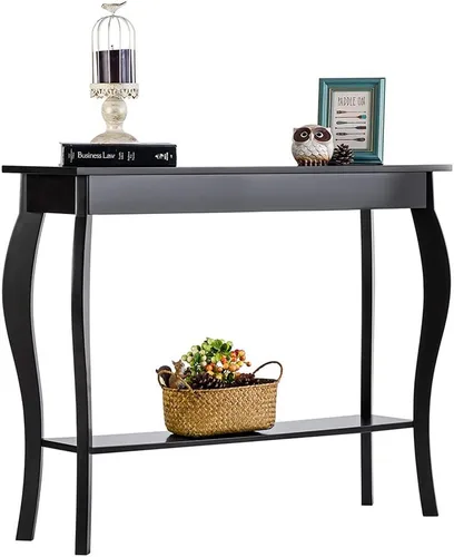 Vista 6 de ChooChoo Mesa consola estrecha, mesa de sofá elegante y decorativa, mesa de entrada, 39.3 pulgadas, color negro