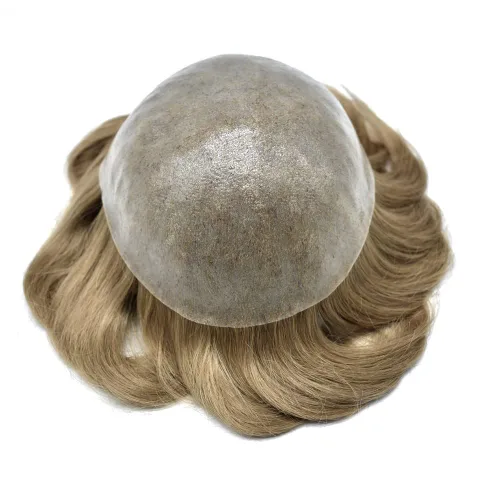 Vista 3 de Tupé para hombres de piel fina europea piezas de cabello humano para hombres duraderas de 0.004 in piel de poliuretano para hombre, tupé de 8 x 10