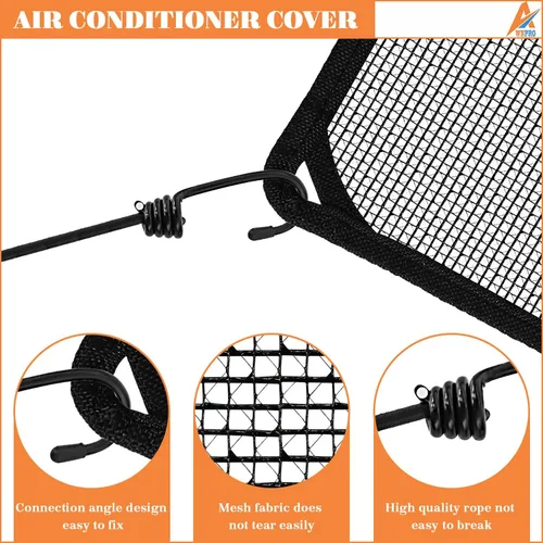 Vista 4 de Cubierta de aire acondicionado de 28 x 28 pulgadas, cubierta de malla superior para unidad exterior con cuerdas elásticas, cubierta de malla