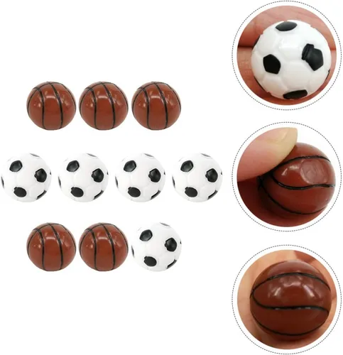 Vista 4 de Kisangel Juego de 10 piezas de resina deportiva de fútbol, casa de muñecas de fútbol, mini juego de baloncesto para casa de muñecas, suministros