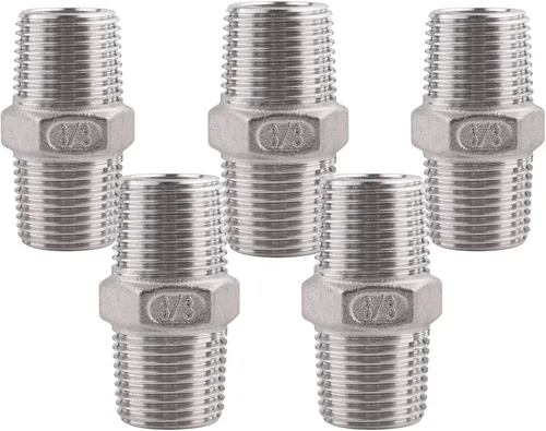Vista 10 de Boquilla hexagonal macho NPT de 1 pulgada - DERPIPE acero inoxidable 304 roscado para kit de preparación, aplicación de tuberías caseras