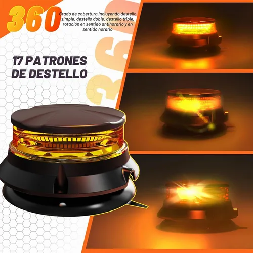 Vista 3 de Luces de baliza estroboscópica ámbar LED WINECO, luces de advertencia de emergencia de seguridad intermitentes giratorias para carretilla elevadora