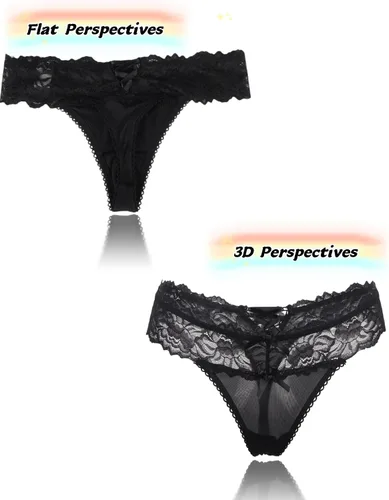 Vista 15 de ohyeah Tangas sexy de encaje tangas bragas de tiro bajo ropa interior para mujer de algodón entrepierna braga tangas bragas 4-18