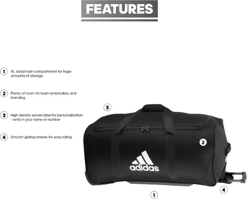 Vista 2 de adidas Team XL - Bolsa de lona de 2 ruedas