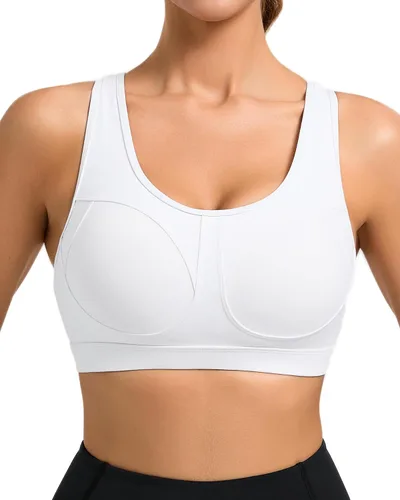 Vista 2 de RUNNING GIRL Sujetadores deportivos para mujer con copa moldeada de alto impacto, brasier deportivo de alto impacto, espalda cruzada, entrenamiento