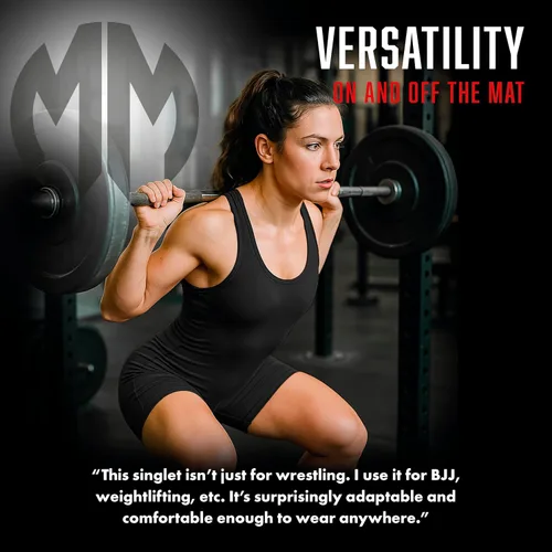 Vista 6 de Matman Edge Wrestling Singlet Mujeres Spandex Levantamiento de Pesas Color Sólido