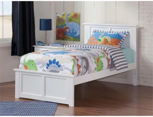Vista 5 de Cama con plataforma de doble panel en color blanco