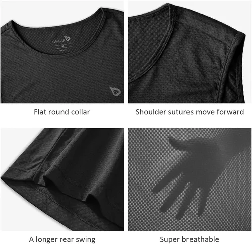 Vista 4 de BALEAF Camiseta sin mangas para hombre, de secado rápido, para ciclismo, para correr, transpirable, para correr, camiseta sin mangas