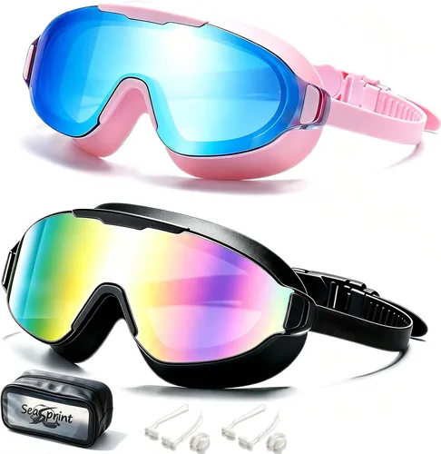Vista 17 de Gafas de natación, gran angular antivaho y a prueba de fugas UV, gafas de natación de moda para hombres y mujeres