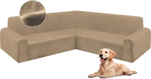 Vista 34 de HDCAXKJ Fundas de sofá seccional de esquina de terciopelo elástico en forma de L, juego de fundas deslizantes suaves y gruesas en forma de U