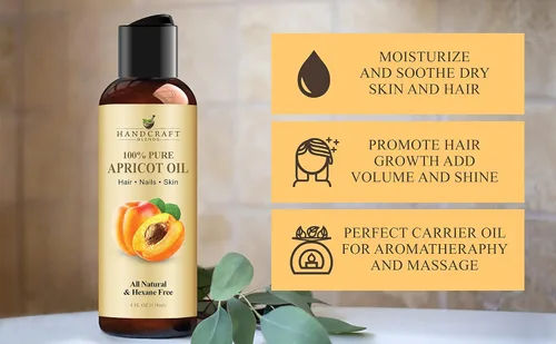 Vista 5 de Handcraft Blends Aceite de Semilla de Albaricoque - Prensado en Frío 4 Fl Oz - 100% Puro y Natural - Aceite Portador de Grado Premium para Piel