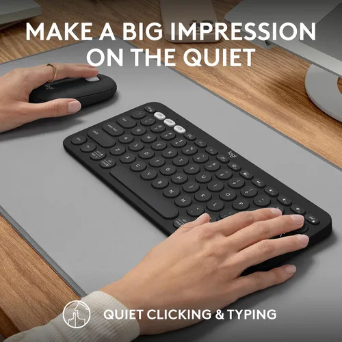 Vista 8 de Logitech Pebble 2 Combo, teclado inalámbrico y mouse, silencioso y portátil, personalizable, Logi Bolt, Bluetooth, fácil cambio entre dispositivos