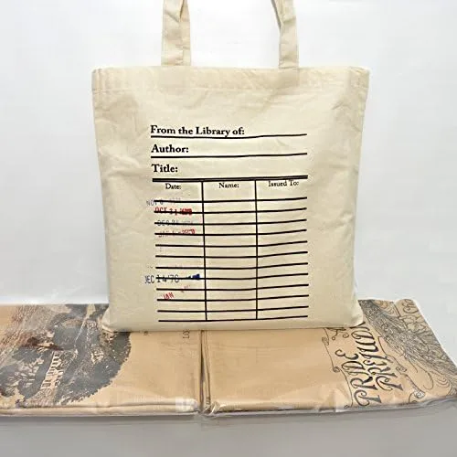 Vista 6 de Universal Zone Bolsa para tarjetas de biblioteca. Tarjetero con sellos de vencimiento de día. Bolsa para libros, Beige