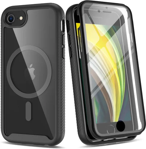 Vista 13 de IDweel para iPhone SE 2020, para iPhone 8 y 7 y SE 2022 (SE 2ª/3ª), funda protectora de cuerpo completo de ajuste delgado con amortiguación de Negro