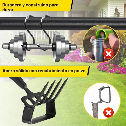 Vista 5 de Azada de jardín, azada de hula resistente, herramienta de jardín para deshierbe, azada de estribo cultivador de 62 pulgadas con mango largo