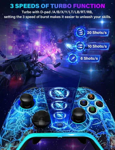 Vista 7 de Wireless Switch Pro Controller - Compatible with Nitendo SwitchOLEDLite, 1200mAh Rechargeable Switch Controllers with 8 Colors LED & Cool Nebula