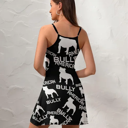 Vista 6 de American Bully Dog Women's Spaghetti Strap Dress Party Mini Adjustable Sundress Casual Beach