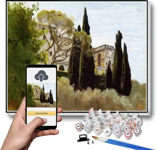 Vista 8 de Kits de pintura por números para adultos y niños The Boatmen of Mortefontaine Pintura por Camille Corot Kit de pintura por números sobre lienzo