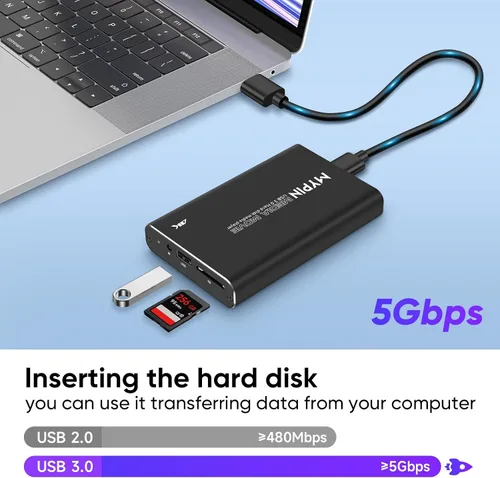 Vista 8 de 4K@30hz USB3.0 HDMI Media Player Soporte 2.5 "SATA HDD con HDMI/AV/salida óptica, reproductor MP4 H.265 portátil para videos/música/fotos desde