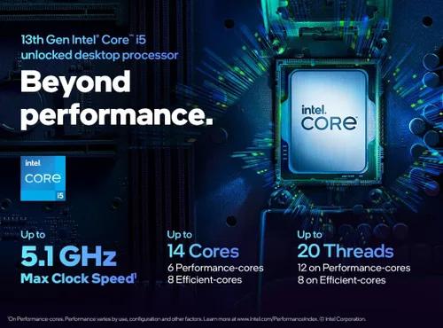 Vista 2 de Procesador de escritorio Intel Core i5-13600K de 14 núcleos (6 núcleos P y 8 núcleos E), 24 MB de caché, hasta 5.1 GHz