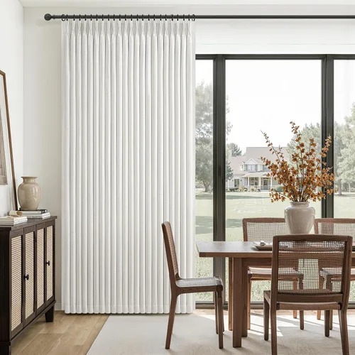 Vista 29 de Cortinas plisadas de lino opacas de 96 pulgadas de largo, juego de 2 paneles para oscurecer la sala de estar/dormitorio, cortinas térmicas virales