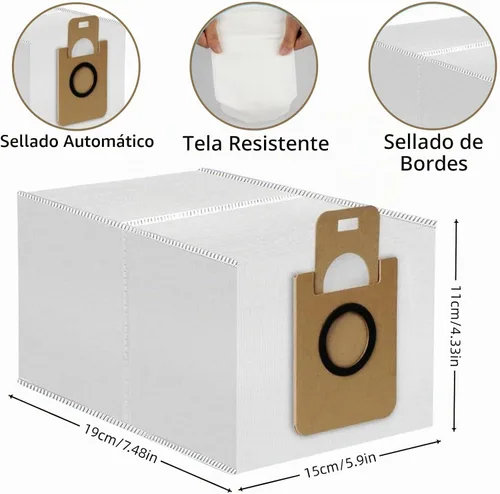 Vista 3 de 12 bolsas de polvo de repuesto para aspiradoras robot Dreame D10 Plus RLS3D / D10s Plus / Z10 Pro, gran capacidad de 3 litros de sellado automático
