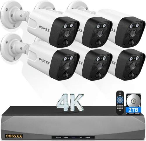 Vista 10 de (Actualización 2026) Sistema de cámara de seguridad 4K PoE con detección humana PIR e IA, NVR de 8 canales con disco duro de 4 TB, 4 cámaras, ultra