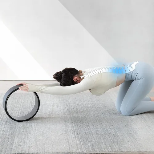 Vista 9 de Rodillo de espalda, rodillo de espuma para alivio del dolor de cuello y espalda, rueda de yoga para masaje muscular de tejido profundo, herramienta