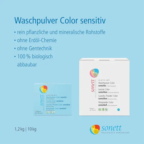 Vista 4 de Sonett Polvo de lavandería orgánico sensible al color para pieles sensibles para personas con alergias (42 onzas) certificado cultivado orgánicamente