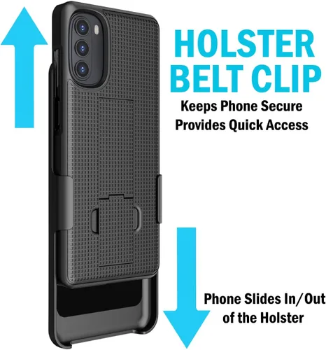 Vista 5 de Combo de funda para Motorola Moto G 5G 2022 Funda de teléfono con clip para cinturón - Negro
