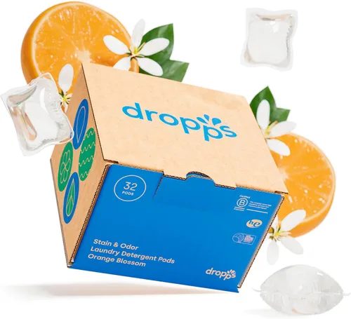 Vista 17 de Dropps Cápsulas de detergente para ropa a base de biológicas Odor & Stain Crisp Breeze HE compatibles con ropa fresca, suministros de jabón