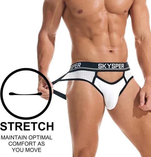 Vista 68 de SKYSPER Jock Strap Athletic Supporter para hombres Sexy Jockstrap Ropa interior masculina