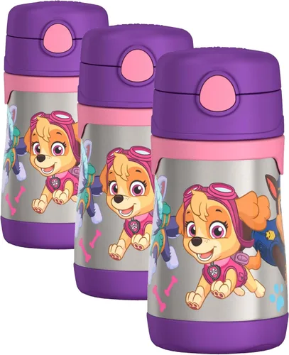 Vista 25 de Thermos Bebé 10 oz. Botella de acero inoxidable con popote emergente, coches