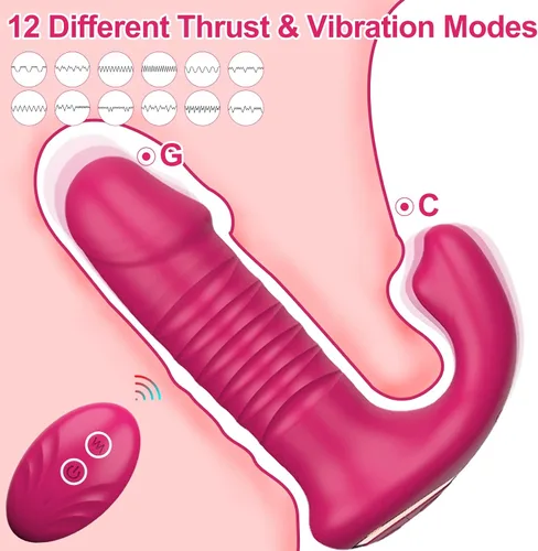 Vista 2 de Vibrador portátil con vibradores de control remoto con 12 potentes vibradores de empuje para adultos, juguete sexual para mujeres, parejas