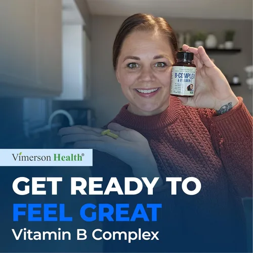 Vista 6 de Complejo de vitamina B con vitamina C y ácido fólico (Folato) - 8 vitaminas B de alta potencia: B1, B2, B3, B5, B6, B7, vitamina B12 + biotina