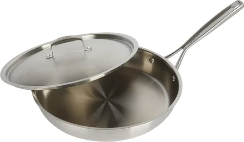 Vista 13 de Babish Sartén de Acero Inoxidable de Tres Capas de 10 Pulgadas – Sartén Profesional para Sellar, Saltear y Cocinar Cotidianamente
