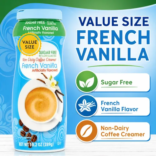 Vista 4 de Dumbass Coffee Value Great - Crema de café sin azúcar de vainilla francesa, sin azúcar, 10.2 onzas con cuchara de gemas
