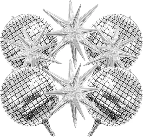 Vista 12 de Globos de aluminio con forma de estrella negra, 6 unidades, globo de explosión de estrella, globo de 22 pulgadas, globos grandes de Mylar