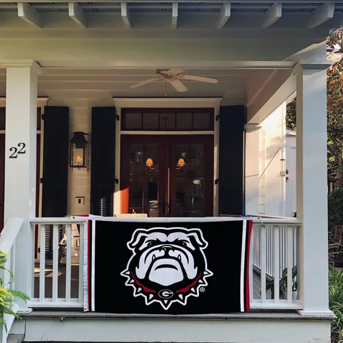 Vista 5 de Desert Cactus Bandera de la Universidad de Georgia Bulldogs UGA Dawgs Banderas Banners 100% poliéster para interiores y exteriores 3 x 5 (diseño J)
